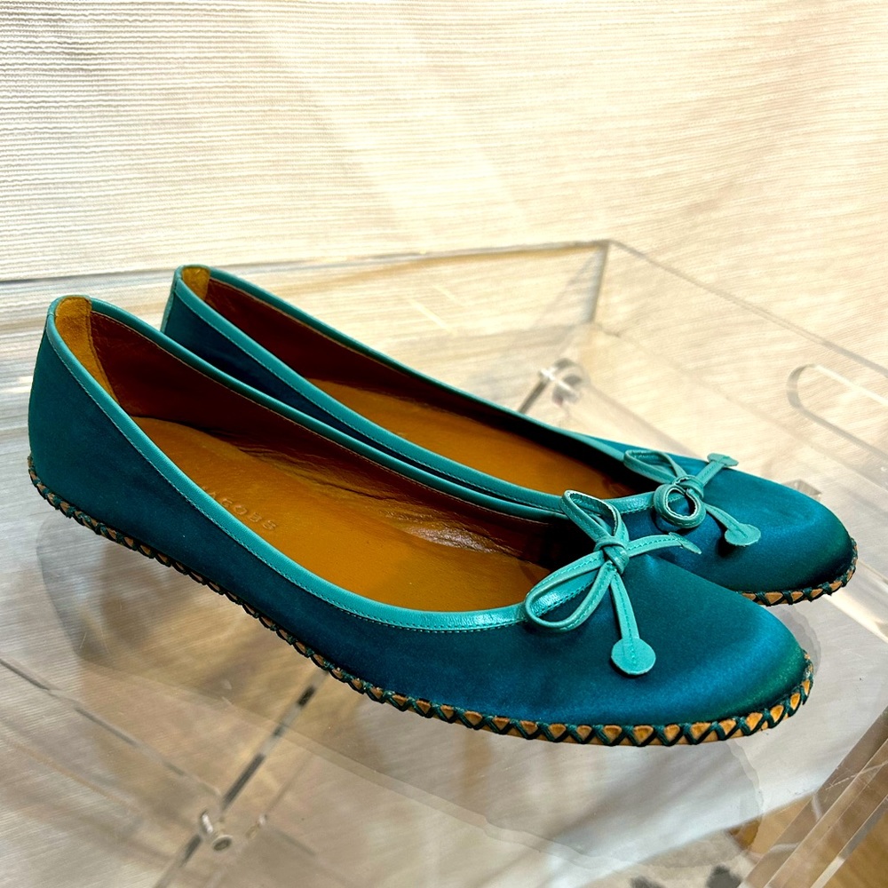 Marc Jacobs ballet flats bow detail emerald color size 7.5